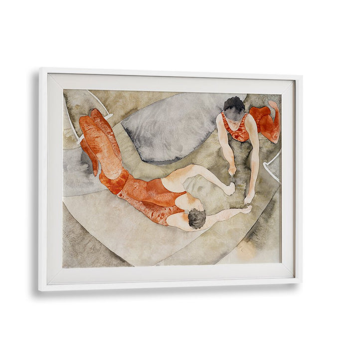 TWO TRAPEZE PERFORMERS IN RED (CA.1917) , VINTAGE PAINTINGS