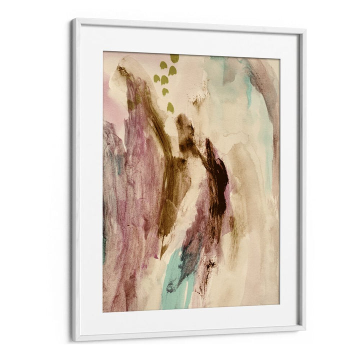 Elegant WHISPERS OF COLOR, ABSTRACT PAINTINGS featuring soft hues and fluid brushstrokes in a modern frame.