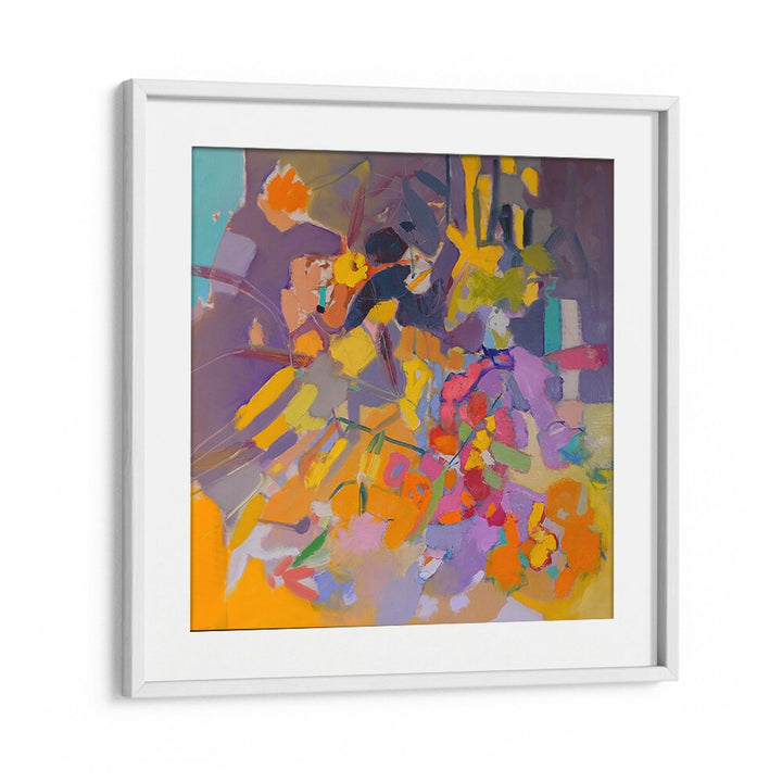 Vibrant ORANGE FLOWERS in an abstract painting, perfect for enhancing your home decor with a splash of color.