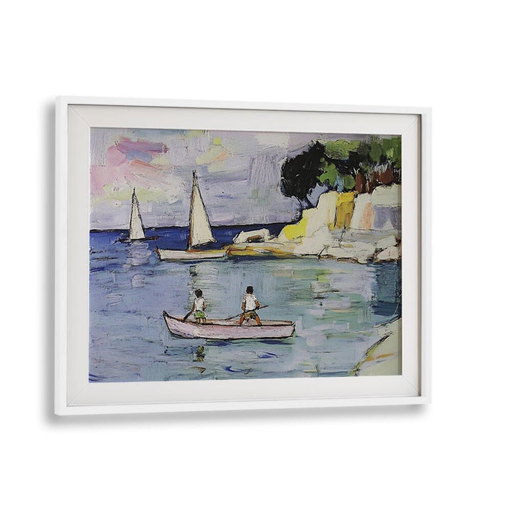 Enjoy a serene scene with SAILBOATS gently gliding across the water, perfect for sailing enthusiasts.