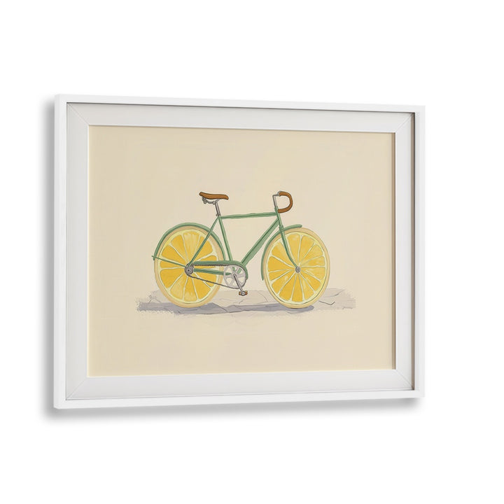 Vibrant BICYCLE WITH LEMON WHEELS, KITCHEN POSTERS adds a splash of color to any space, perfect for decorating!