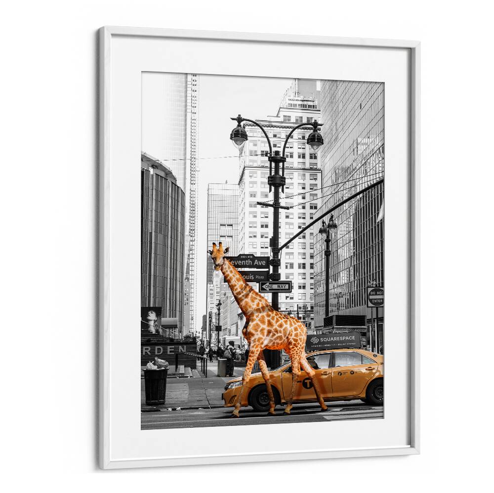 Capture the essence of your MORNING WALK with stunning ANIMAL PAINTINGS featuring a giraffe in an urban setting.