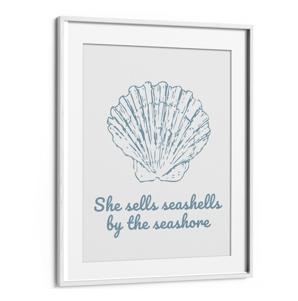 Framed art featuring seashell design, inspired by SHE SELLS SEASHELLS, BEACH PAINTINGS collection for ocean lovers.