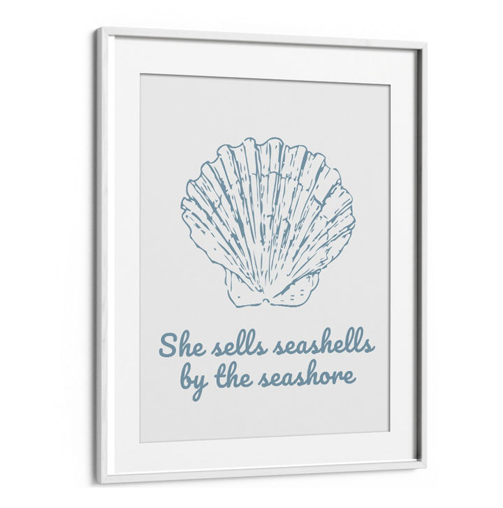 Framed art featuring seashell design, inspired by SHE SELLS SEASHELLS, BEACH PAINTINGS collection for ocean lovers.