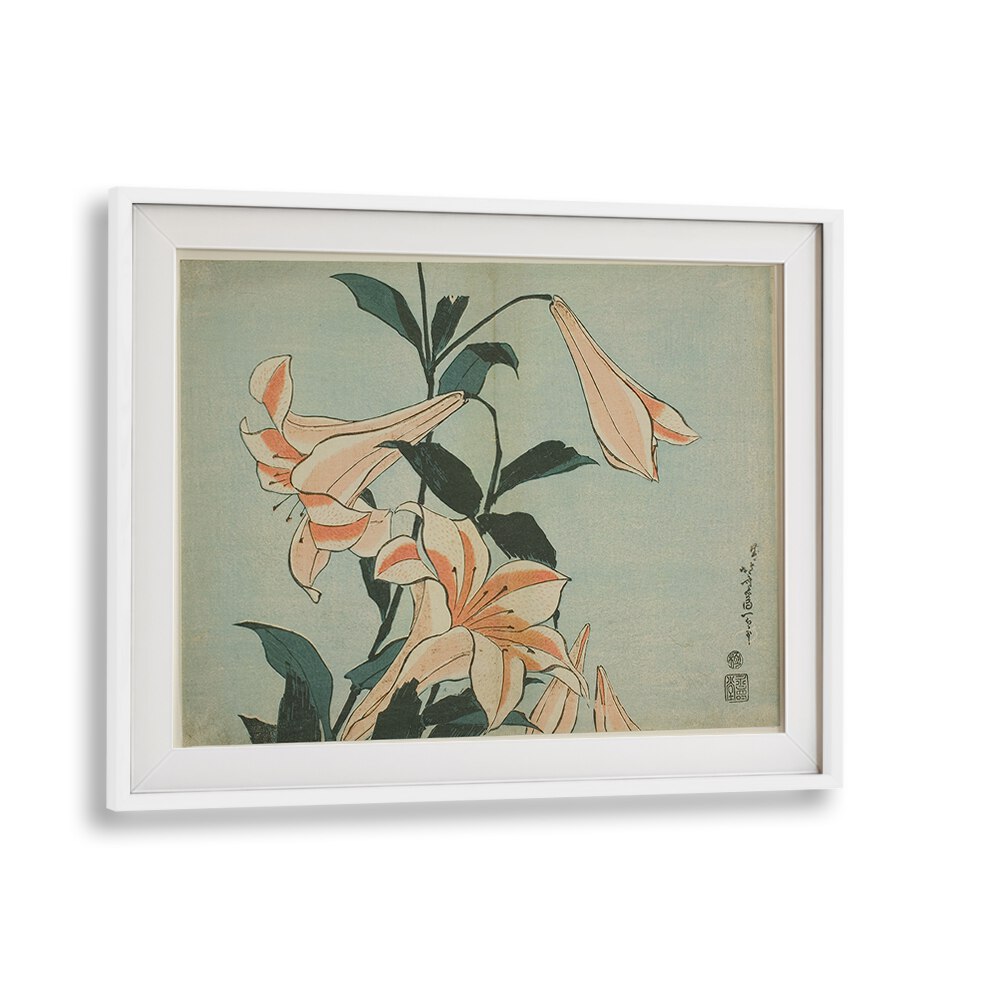 HOKUSAI'S LILIES , VINTAGE PAINTINGS