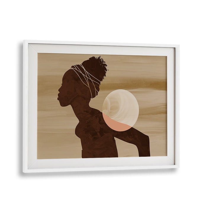 Elegant silhouette art featuring the ANGOLAN MOON, an enchanting piece in AFRICAN ART PAINTINGS for a unique home decor.
