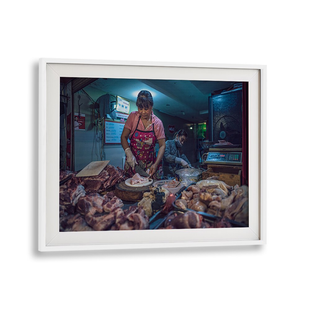 Explore the vibrant essence of urban life with NIGHT BUTCHERY, PHOTOGRAPHY PRINTS showcasing street market artistry.