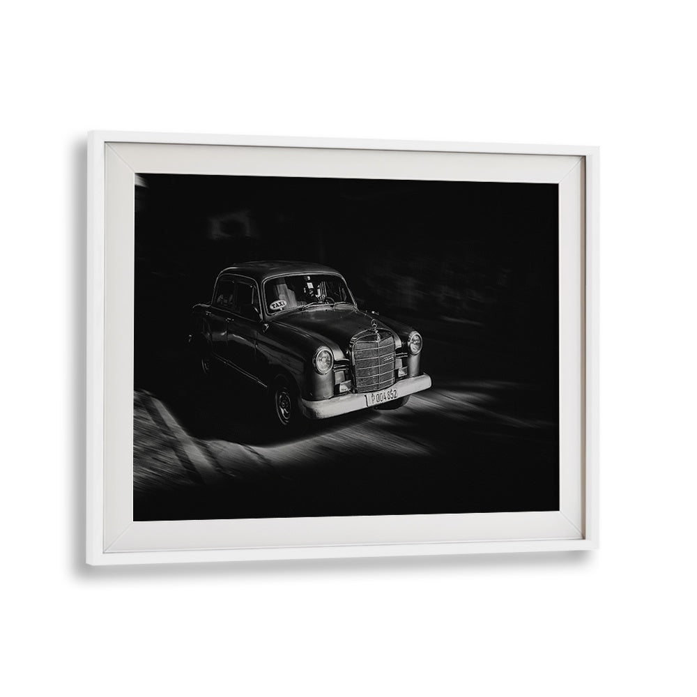 Classic car in dynamic lighting, showcasing urban life in HABANA STREET V, PHOTOGRAPHY PRINTS collection.