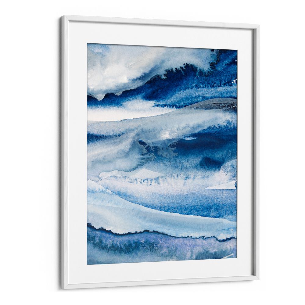 NATUREFORCE, ABSTRACT PAINTINGS showcase calming waves in blue tones, perfect for modern decor.