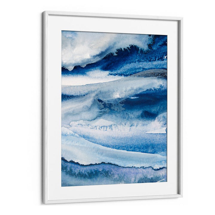 NATUREFORCE, ABSTRACT PAINTINGS showcase calming waves in blue tones, perfect for modern decor.