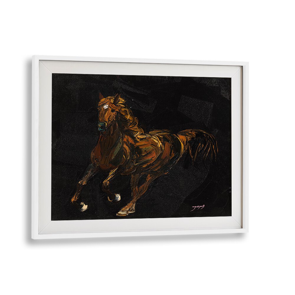 A striking artwork of a brown horse, perfect for animal paintings enthusiasts, from WHITEMOUNT.