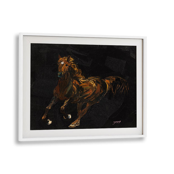 A striking artwork of a brown horse, perfect for animal paintings enthusiasts, from WHITEMOUNT.