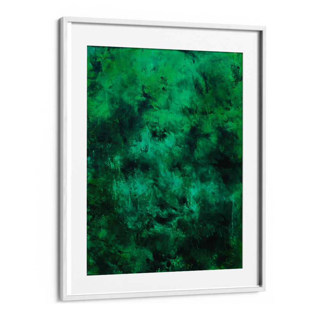 Vibrant green tones in A TASTY, ABSTRACT PAINTINGS create a modern artistic statement for any space.