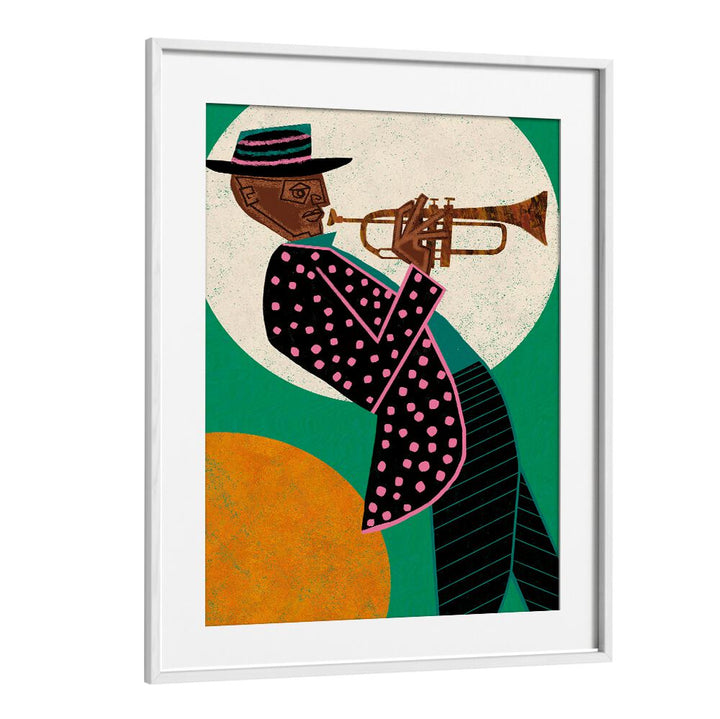Colorful MUSICIAN GUY I, MOVIE POSTERS showcase a jazz musician, perfect for inspiring art lovers and music fans.