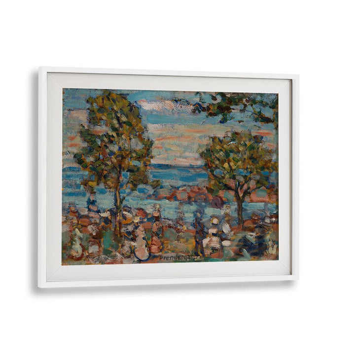 BEACH SCENE WITH TWO TREES , VINTAGE PAINTINGS