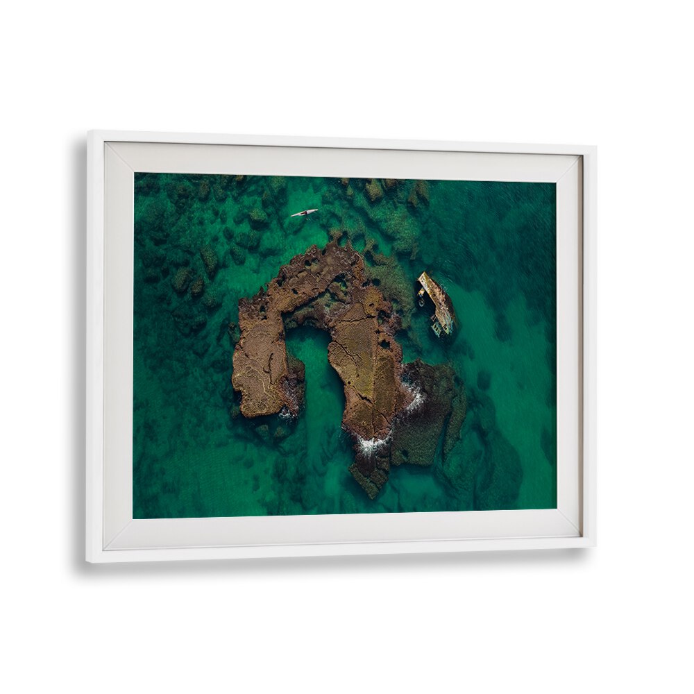 Aerial view of a stunning kayak wreck site perfect for KAYAK WRECK EXPLORATION, PHOTOGRAPHY PRINTS by WHITEMOUNT.