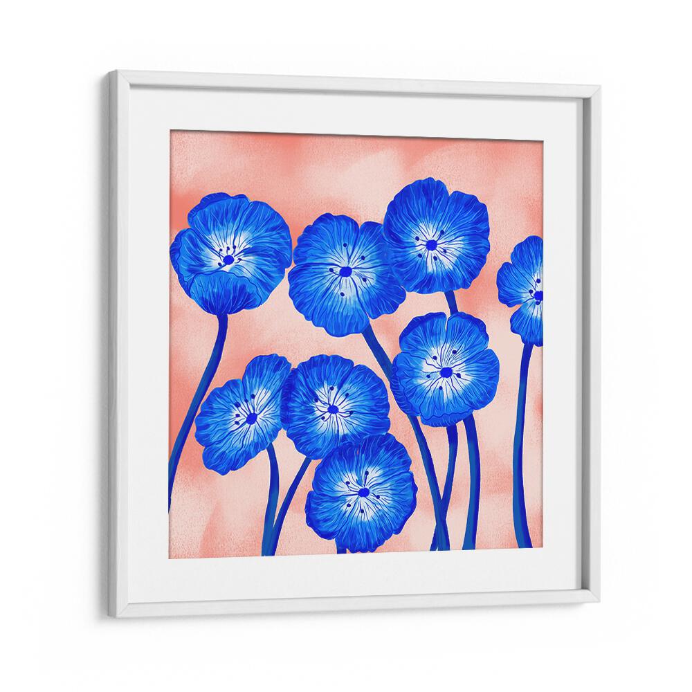 INDIGO BLOOMS , FLORAL FLOWER PAINTINGS