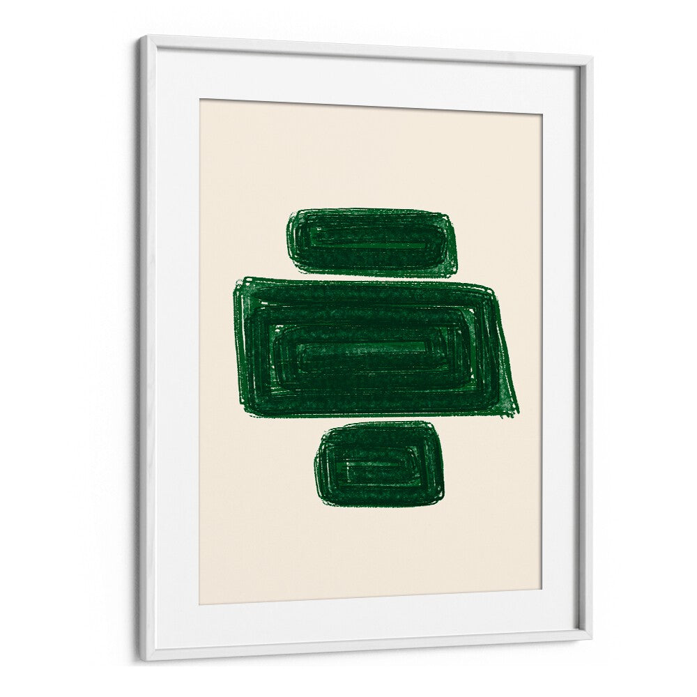 SIMPLEX I, GEOMETRIC ART PRINTS showcase striking green shapes, perfect for modern home decor accents.