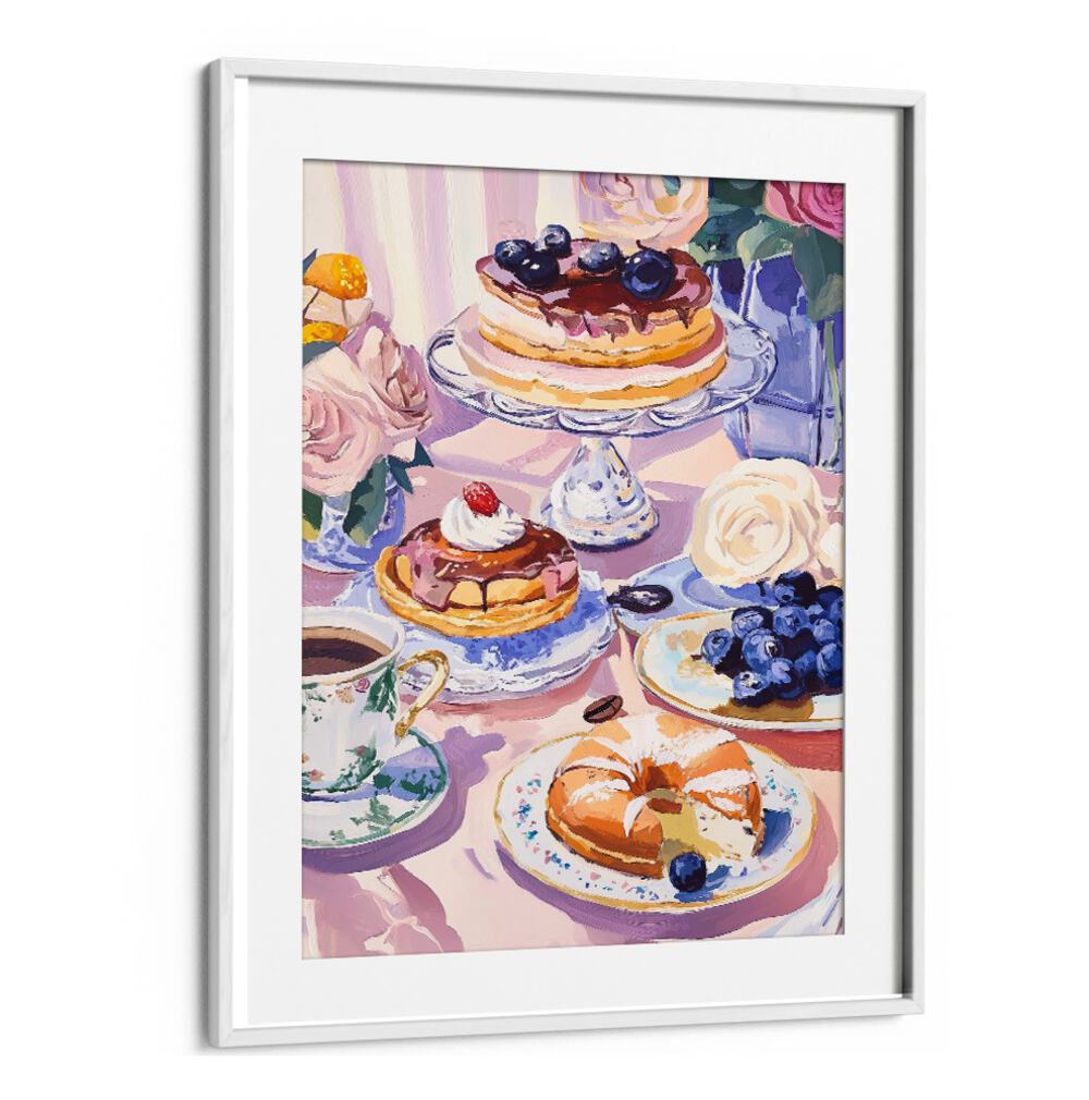 Colorful DESSERT CAFE, KITCHEN POSTERS featuring delicious pastries and floral decor for a sweet ambiance.