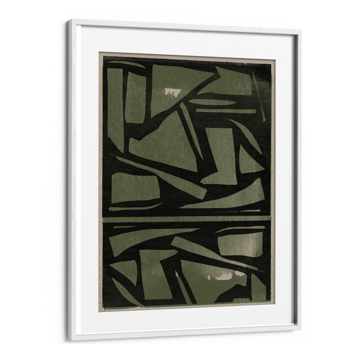 Stunning GREEN AND BLACK PAPER CUT, ABSTRACT PAINTINGS showcasing modern design elements for elegant wall decor.