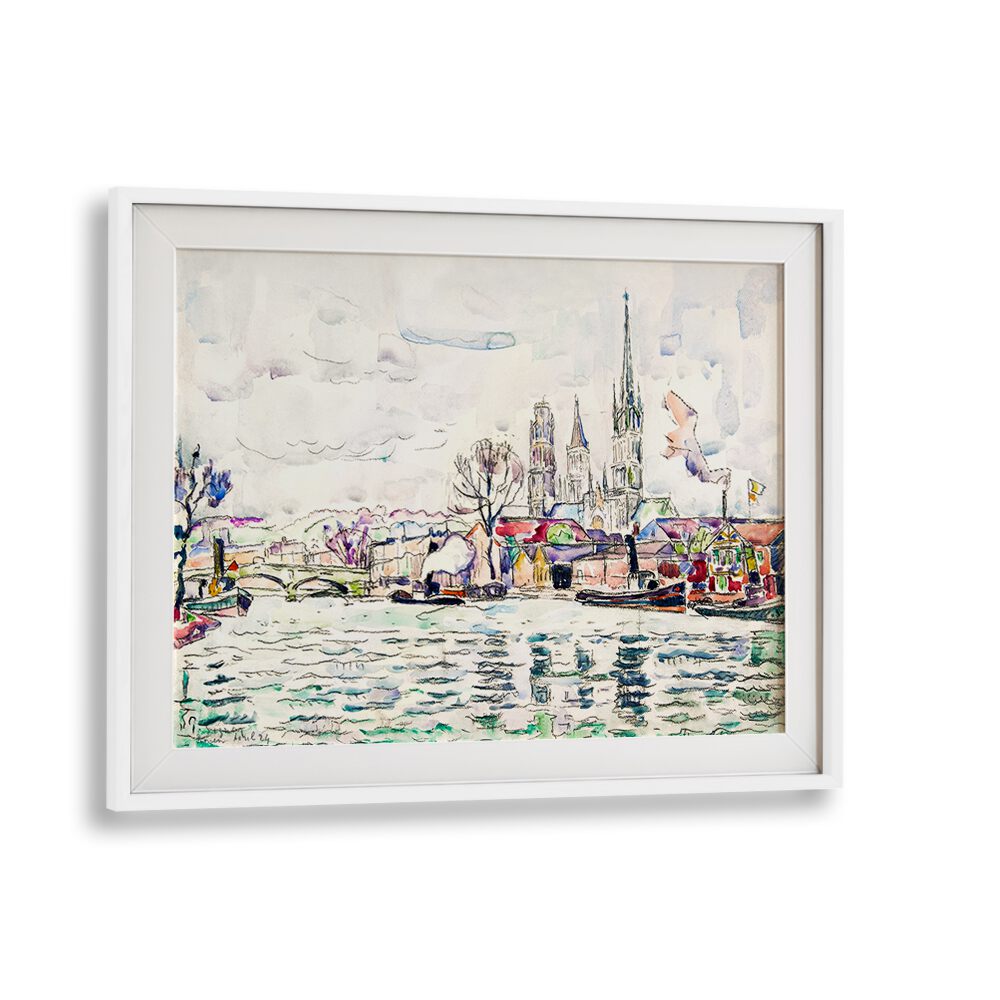 RIVER SCENE ROUEN (1924) , VINTAGE PAINTINGS