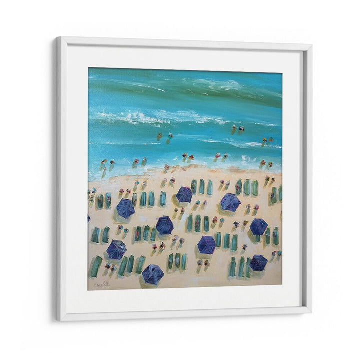 Colorful BEACH BLISS, BEACH PAINTINGS showcasing vibrant umbrellas on a sunlit beach, perfect for coastal decor lovers.