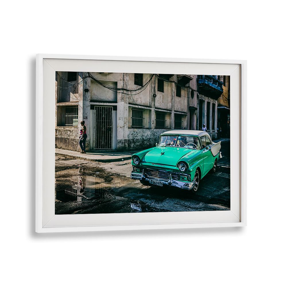 Vibrant urban scene featuring a classic car, part of HABANA STREET IV, PHOTOGRAPHY PRINTS collection.