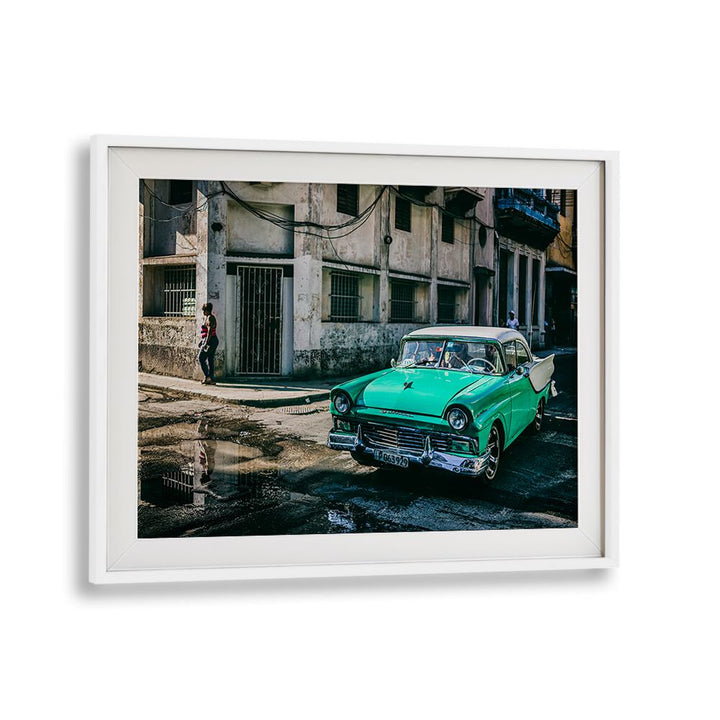 Vibrant urban scene featuring a classic car, part of HABANA STREET IV, PHOTOGRAPHY PRINTS collection.