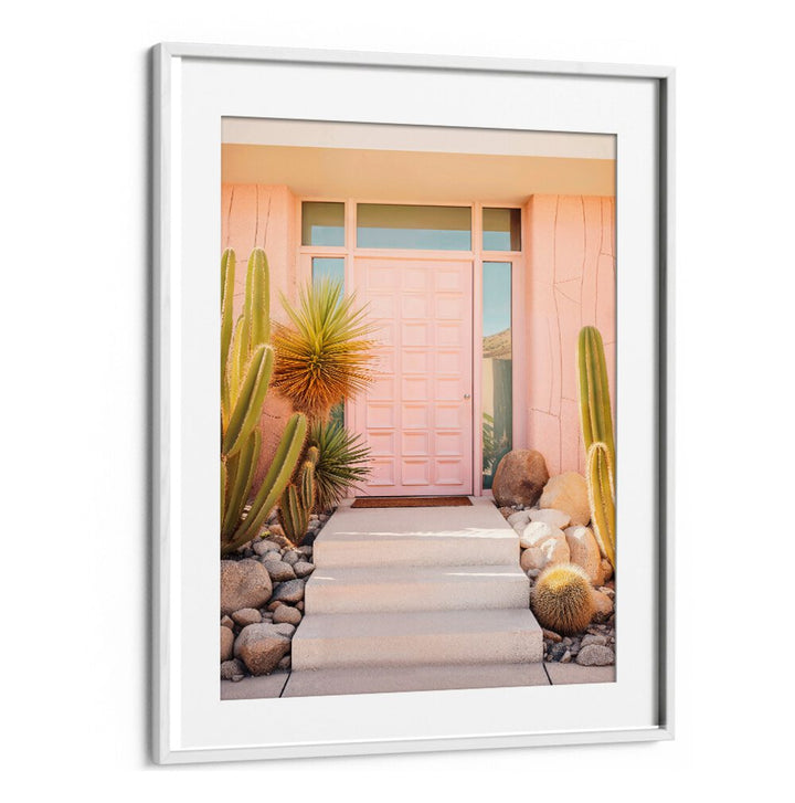 Vibrant PINK MID-CENTURY, BEACH PAINTINGS by Philippe Hugonnard, adding nostalgia and elegance to any decor.