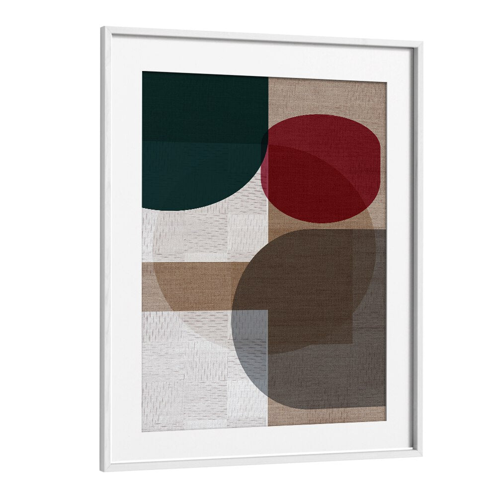 WOVEN BLUE GREEN RED II, GEOMETRIC ART PRINTS feature bold shapes and vibrant colors, perfect for modern decor.
