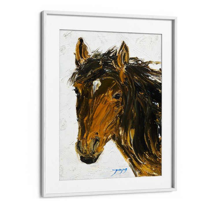 Elegant HORSE, ANIMAL PAINTINGS showcase a stunning brown horse portrait, perfect for animal art lovers.