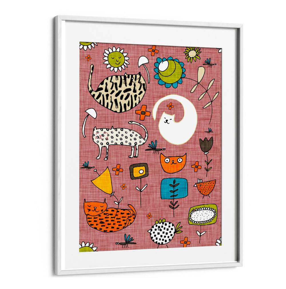 Bright and cheerful SPRING CAT PINK, KIDS ROOM PAINTINGS add vibrant energy to any child's space, perfect for playful decor.