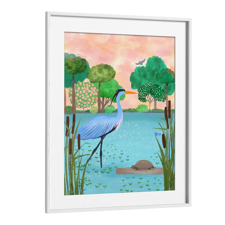 SERENE HERON HAVEN , WILDLIFE PAINTINGS , WILDLIFE POSTERS