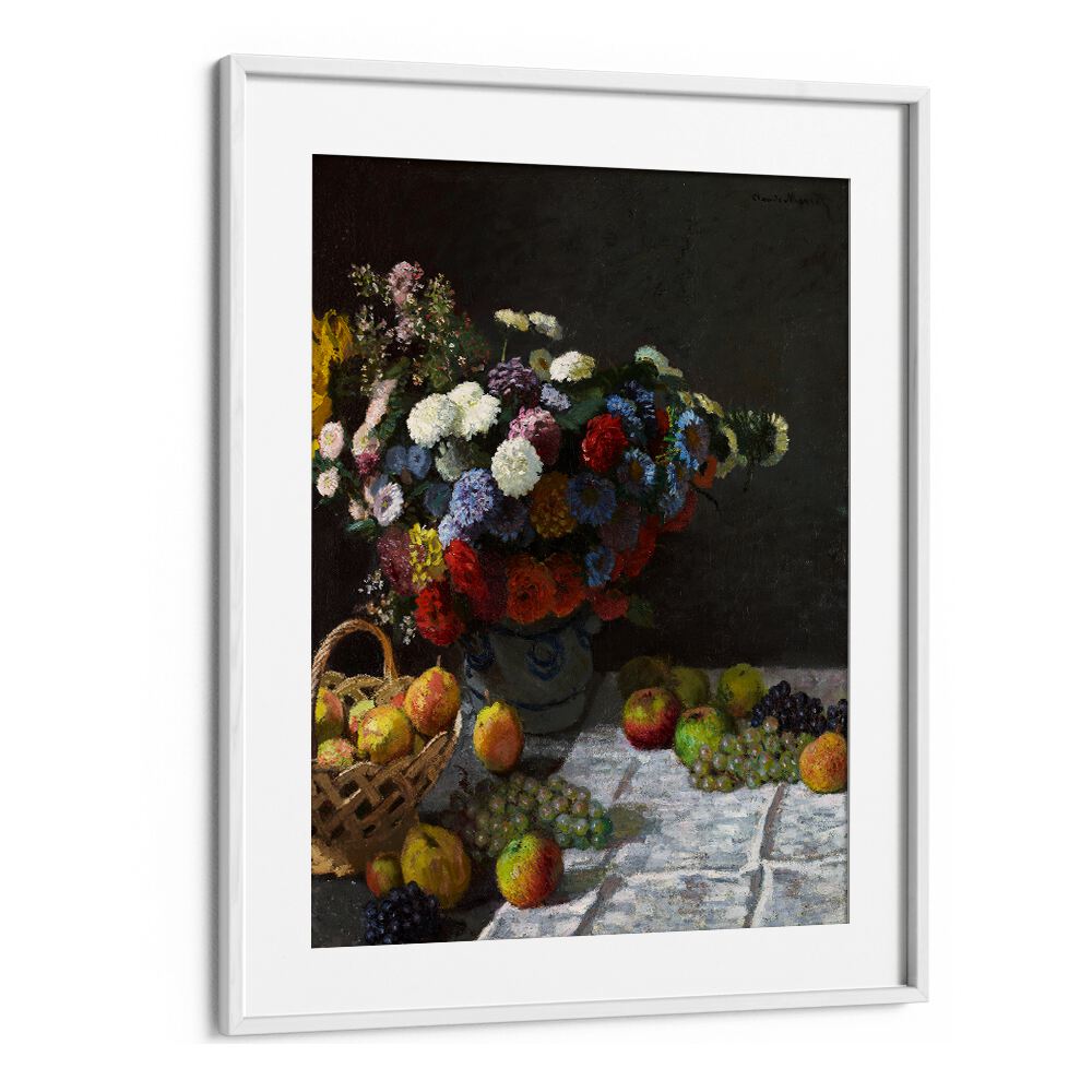 STILL LIFE WITH FLOWERS AND FRUIT (1869)  , VINTAGE PAINTINGS