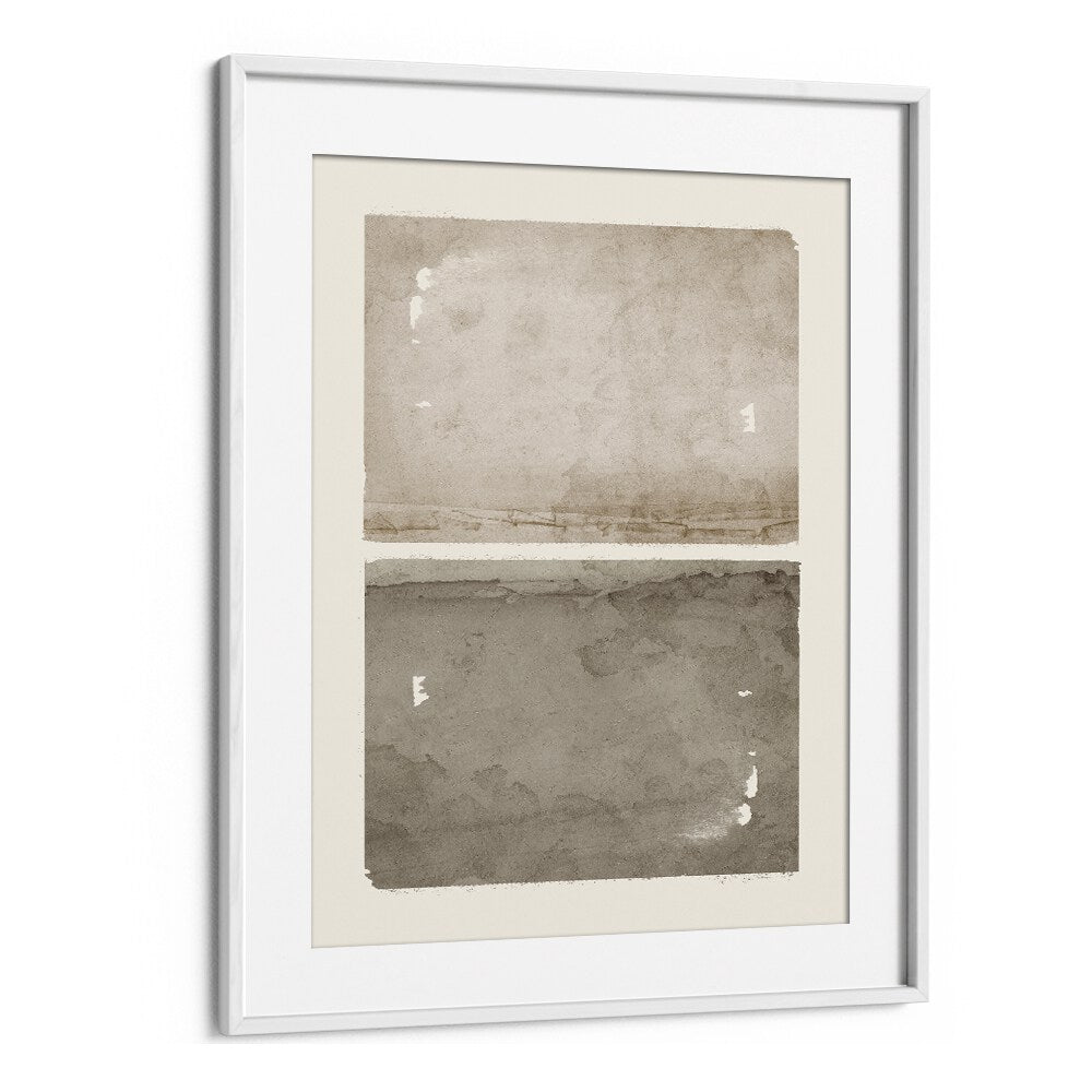 Elegant SQUARED IN TAUPE, GEOMETRIC ART PRINTS showcasing abstract 3D shapes, perfect for modern interior decor.