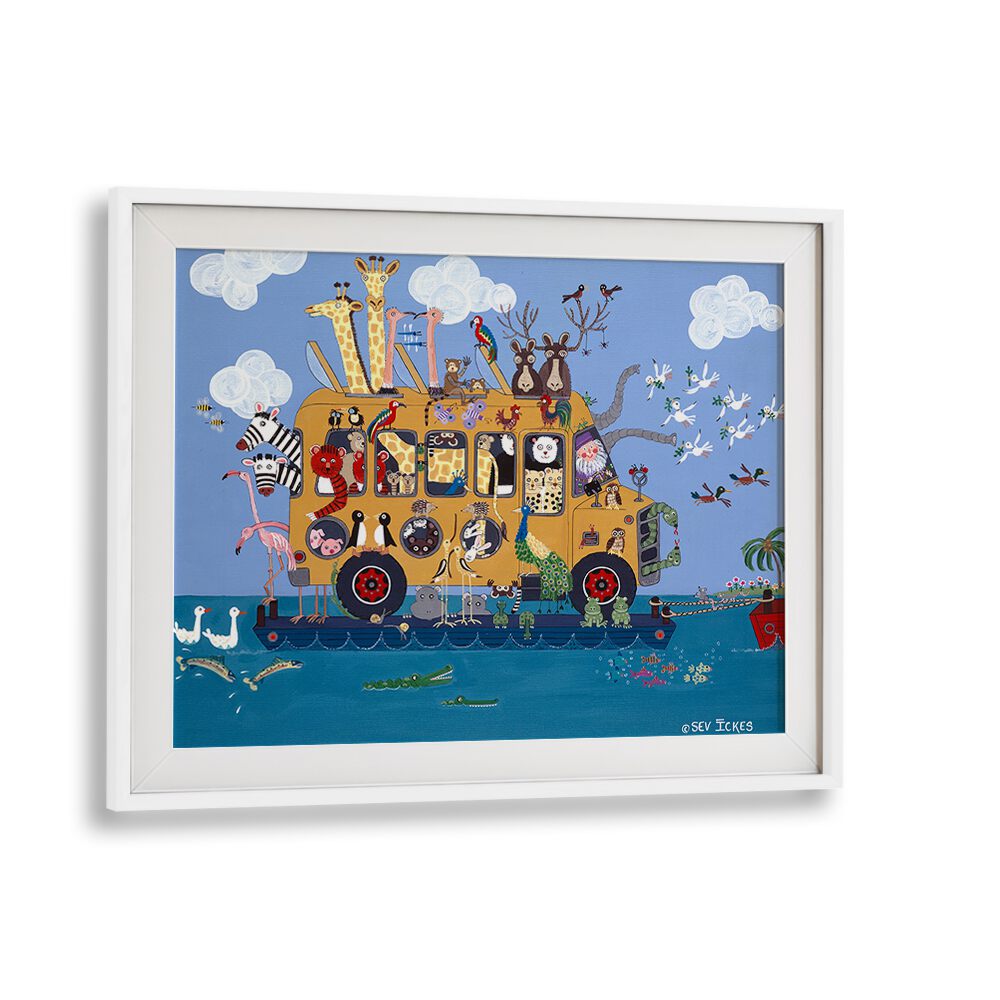 Whimsical NOAHS BUS, KIDS ROOM PAINTINGS with Noah and vibrant animals, perfect for transforming children's spaces.