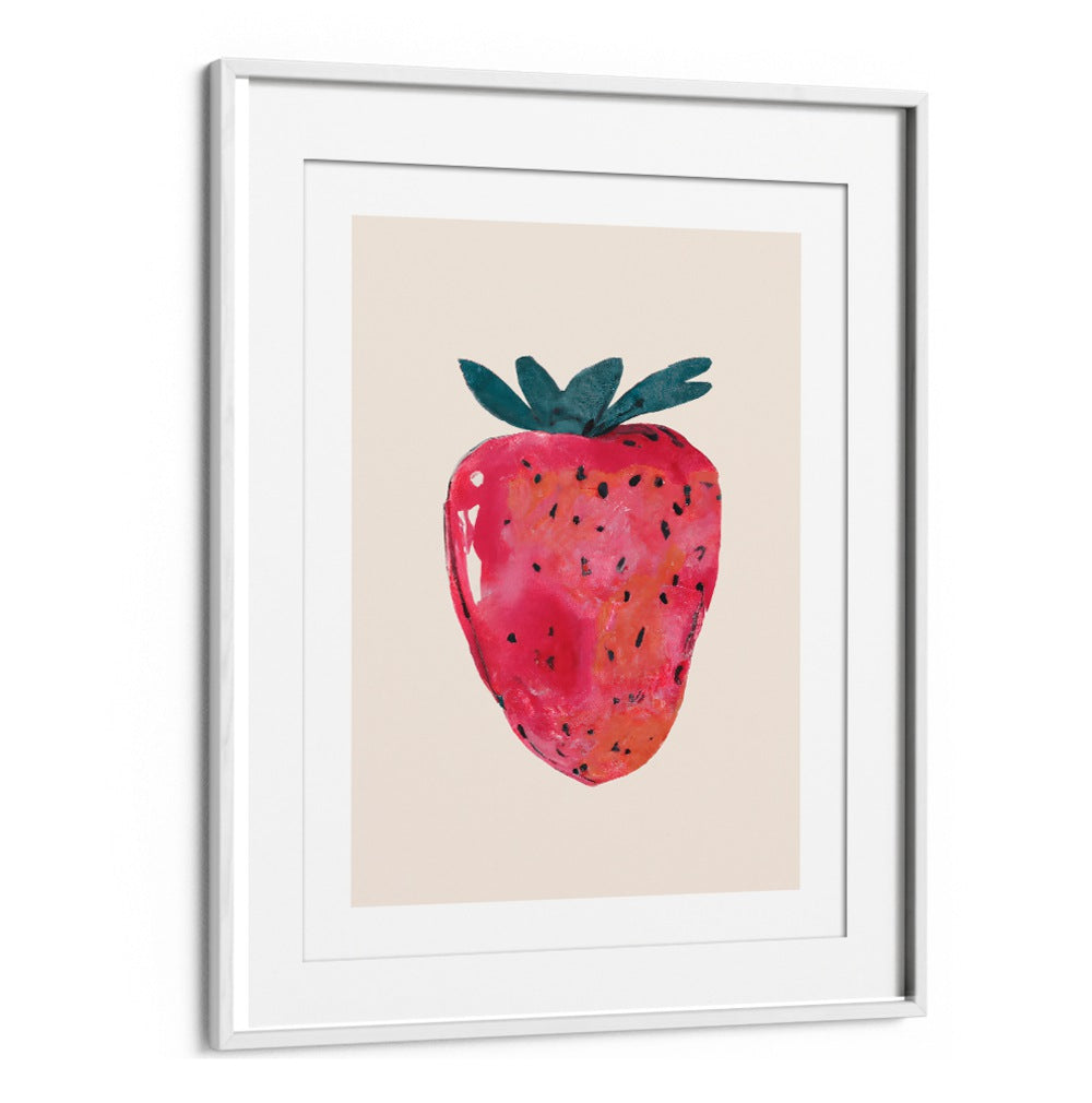 FRESA , KITCHEN POSTERS featuring a vibrant red strawberry artwork in a sleek white frame for kitchen decor.