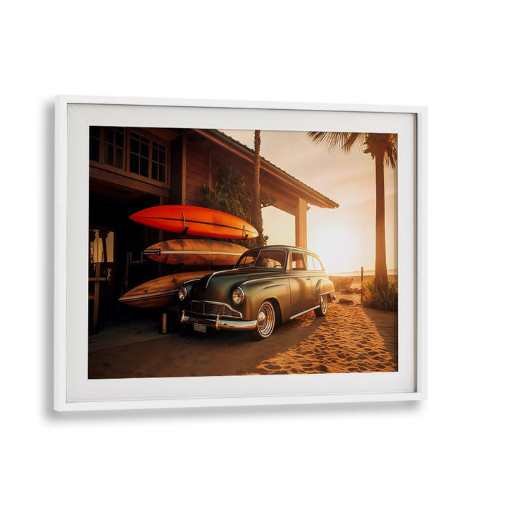 VINTAGE CAR SUNSET BEACH , CAR POSTERS