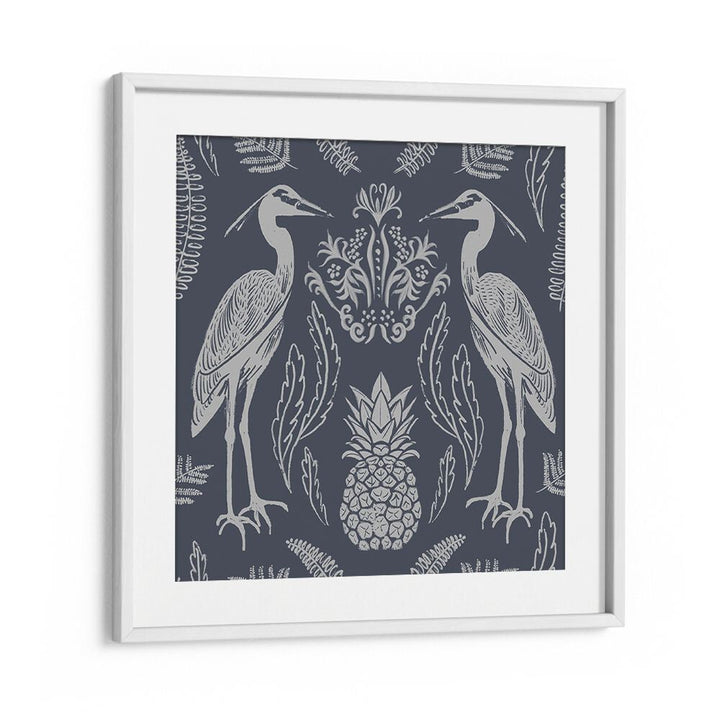 Elegant HERON AND FERNS, ANIMAL PAINTINGS featuring herons and botanical designs in a chic frame. Perfect for decor.