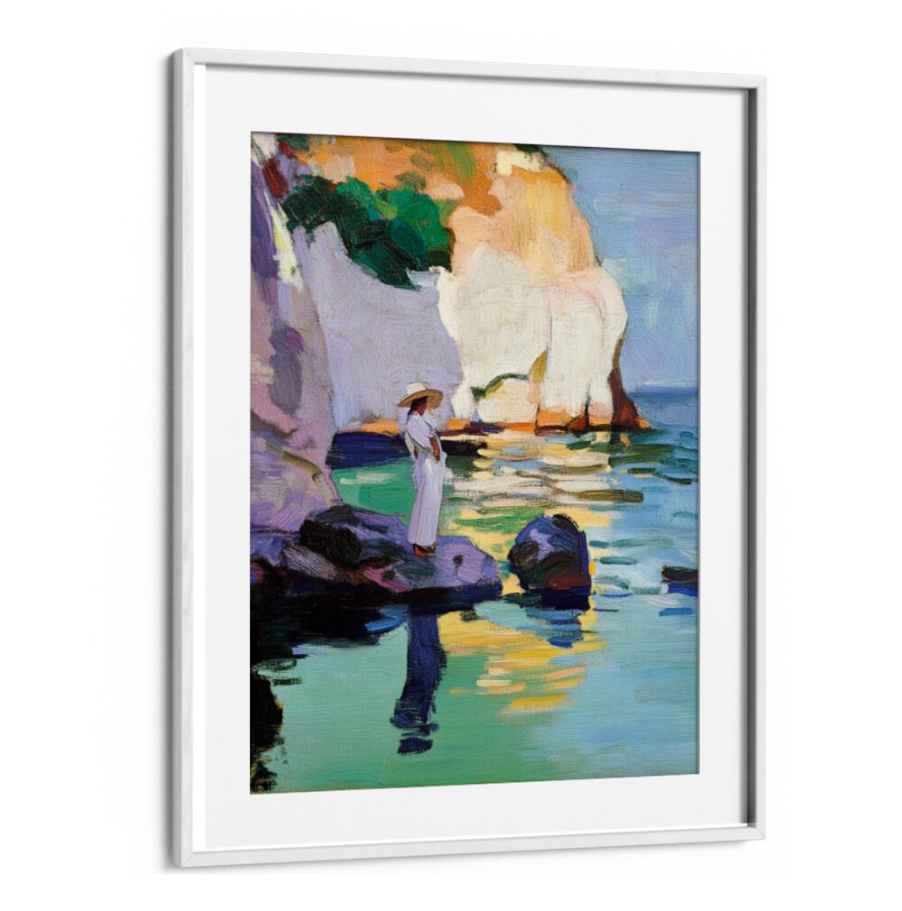 Stunning WOMAN ON A ROCK sculpture showcasing grace and strength, perfect for art lovers and home decor enthusiasts.