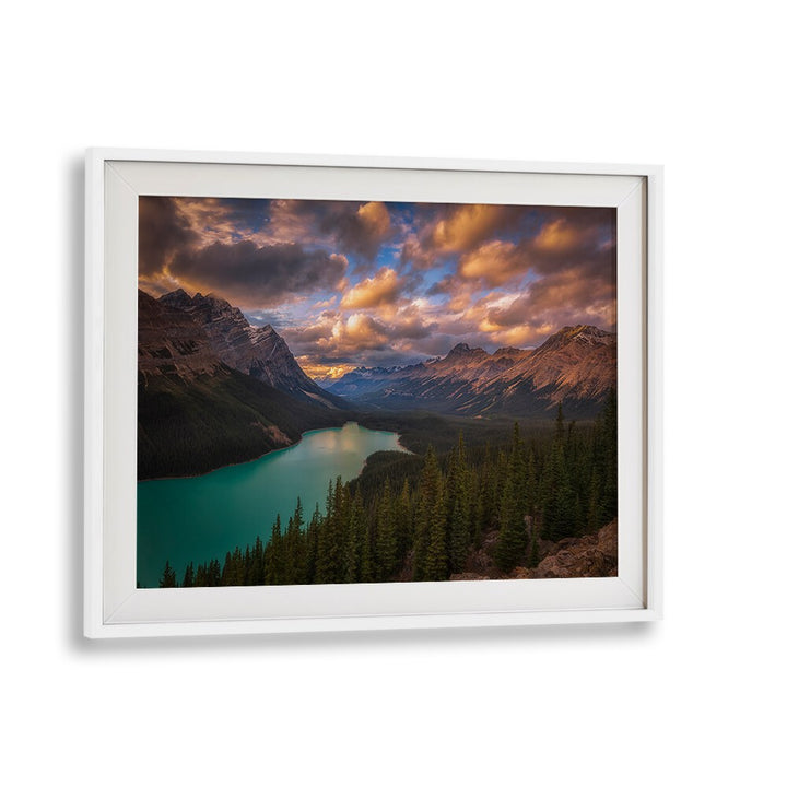 Transform your space with PEYTO LAKE AT DUSK, PHOTOGRAPHY PRINTS showcasing stunning Canadian wilderness scenery.