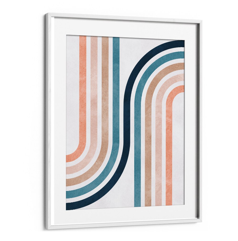 Stylish LINES AND ARCS, GEOMETRIC ART PRINTS in a framed design, perfect for enhancing artistic spaces.