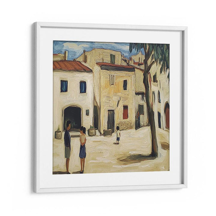 Charming artwork of a quaint VILLAGE IN MALLORCA, capturing the Mediterranean lifestyle beautifully.