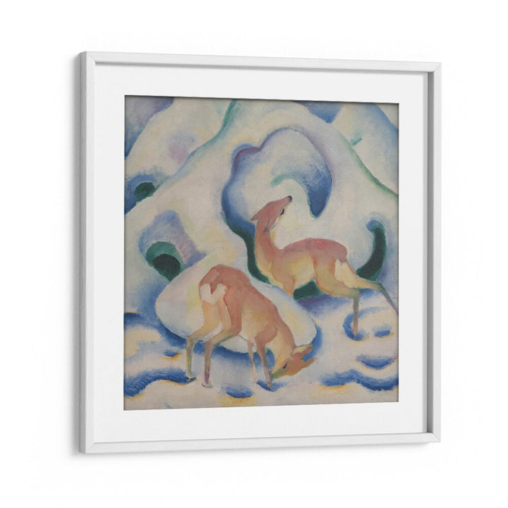 DEER IN THE SNOW II, VINTAGE PAINTINGS