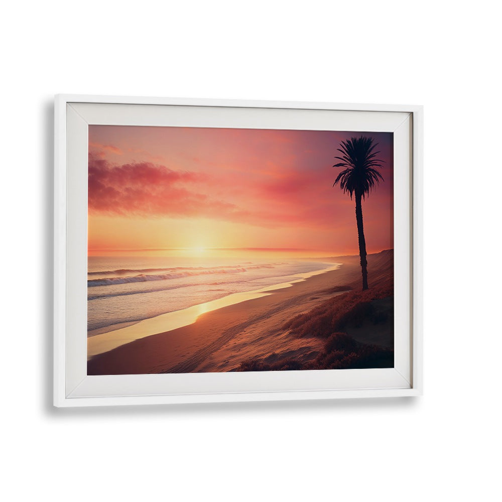 Serene sunset at the beach, showcasing the warmth of LATE SUMMER DAY, BEACH PAINTINGS collection. Perfect for your decor.