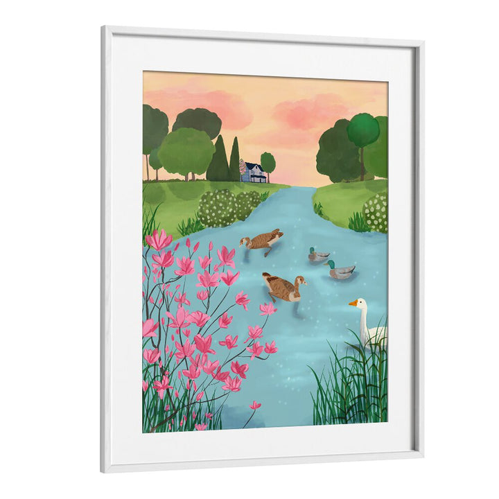 DUCKS ON SUMMER TRAILS , WILDLIFE PAINTINGS , WILDLIFE POSTERS