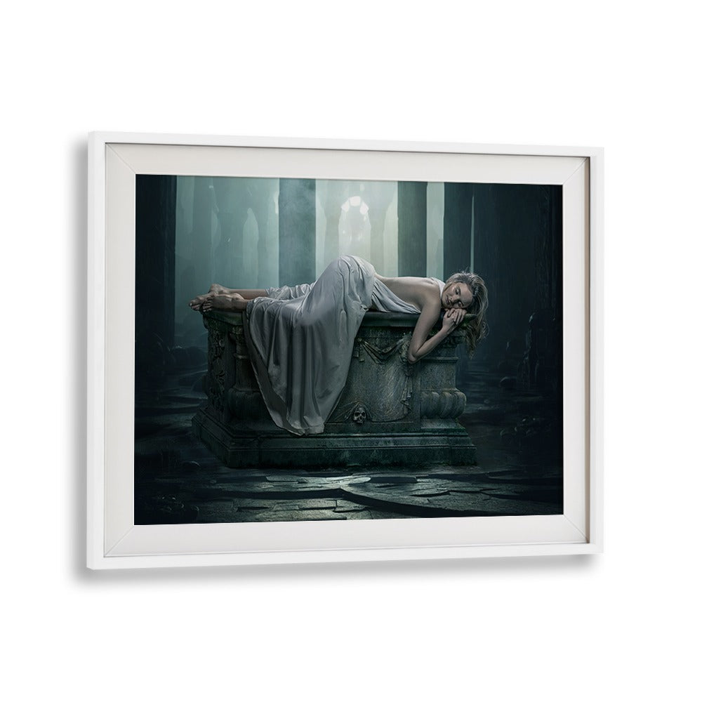 Surreal MYSTIC DREAM, PHOTOGRAPHY PRINTS featuring a serene figure in an ethereal, mystical setting.