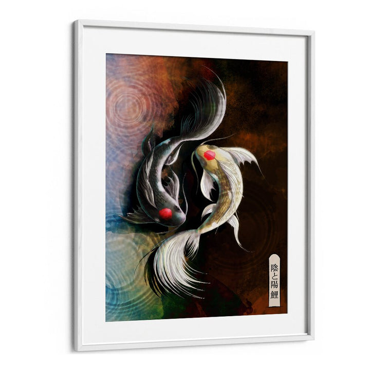 Elegant DARK KOI, JAPANESE PAINTINGS featuring graceful koi fish, perfect for enhancing your decor with artistic flair.