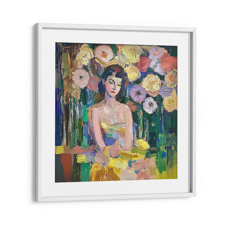 Stunning WOMAN WITH FLOWERS artwork, embodying femininity and elegance, perfect for your art collection.
