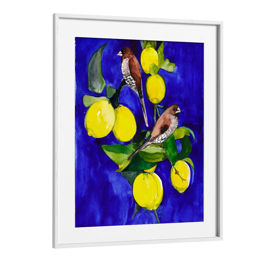 LEMON TREE WITH FINCHES , ANIMAL PAINTINGS